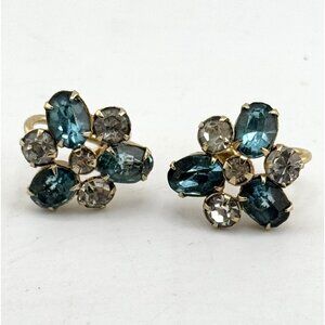Vintage Scitarelli rhinestone blue rhinestone earrings